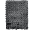 CREVENT Coperta in maglia bohémien, per divano, sedia, letto, decorazione per la casa, morbida, calda, accogliente, leggera, per primavera, estate, autunno (127 x 152 cm, grigio scuro)