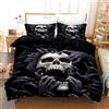 UGZDEA Set di biancheria da letto con teschio 135x200cm, set di biancheria da letto con stampa gotica del motivo del teschio nero, set di biancheria da letto in microfibra con chiusura lampo (A, 135x200cm)