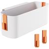 VIQIHEOE Scatola di Stoccaggio con Ganci, Cestino Portaoggetti da Appender, Cesto Portaoggetti da Appendere al Comodino, Organizer Sospeso per Letto con 2 Ganci Rimovibili, per Libro, Cellulare(Arancione)