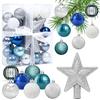 Aurasky Palline di Natale Blu Argento, 30pcs Mini Palline Albero Natale, 3CM Palla di Natalizie, Decorazioni Albero di Natale, Palline di Plastica Decorazioni, per Natale Vacanze Feste