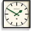 Newgate® Number Five Orologio a parete | Orologio moderno della stazione ispirato al retro quadrato | 40cm | Nero con mani verdi | Stile di metà secolo per cucina, soggiorno o ufficio