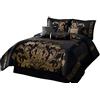 Chezmoi Collection Royale Set di Biancheria da Letto Matrimoniale in Tessuto Jacquard con Motivo Floreale, 7 Pezzi, Colore: Nero e Oro, Misto Poliestere, King
