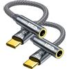 QILERUI Adattatore per cuffie da USB C a femmina da 3,5 mm, cavo audio da tipo C a Aux compatibile con iPhone 15 Pro Max/15 Pro/15 Plus Samsung Galaxy S23 S22 S21 Pad Pro 2021/2020/2018 Google Pixel 6/5