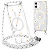 Yoedge Magnetica Cover con Cordino per iPhone 11 6,1 Compatibile con MagSafe, Trasparente Custodia Sottile Morbido TPU Silicone Antiurto Collana Tracolla Laccio Case con Aesthetic Disegni Margherite