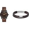 Fossil Orologio, da Uomo, Copeland a Tre Sfere, in Acciaio Nero, FS5666 + Bracciale, Intrecciato, Uomo, Non di Metallo, JF02934040