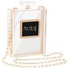 WJCD Portafogli trasparenti da donna a forma di profumo di Parigi, borsa da sera vintage per banchetti, Trasparente, Small