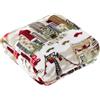 furn. Coperta Joy To All - pile morbido con scena invernale (Crema - 140x180cm)