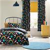 Catherine Lansfield Rainbow Rockets - Set copripiumino singolo reversibile con federa, colore: nero