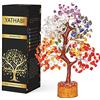 YATHABI Bonsai Feng Shui realizzato a mano in filo d'argento dei sette chakra, per attirare energie positive, bilanciamento dei chakra, aura, purificazione, cristallo, decorazione per la casa