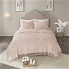 Madison Park Laetitia Set di trapunta leggera in 100% cotone, traspirante in ciniglia trapuntata, design shabby chic boho, con medaglione, federe, floreale cipria con nappe, 228,6 x 228,6 cm, 3 pezzi