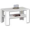 Stella Trading JOKER PLUS - Tavolino da salotto in legno bianco, grande, con ripiano per soggiorno, 100 x 54 x 60 cm