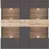 Forte Como Vetrina alta con 1 anta e 2 ante in vetro, in legno, grigio tungsteno uniforme combinato con rovere Planked, 149,8 x 152,1 x 41,3 cm