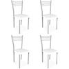 Homey Bianco Confezione da 4 sedie tappezzate per cucina o sala da pranzo, finiture in ecopelle di colore modello Kilembo, alluminio, 39,5 cm (larghezza) x 37,5 cm (profondità) x 96 cm (altezza)