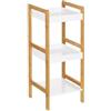 DRW Scaffale da pavimento con 3 ripiani in legno MDF naturale e bianco