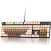 SOLIDEE tastiera gaming meccanica 100%,US Layout QWERTY,Tastiera da Gioco Cablata 104 Tasti Retroilluminata RGB con Tastierino Numerico,Tastiera Meccanica NKRO per laptop Windows(104 Coffee)