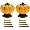 Mgoodoo Set di 2 pomelli in ceramica a forma di zucca, colore: giallo