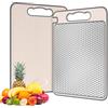 iAnomla Tagliere da cucina, in paglia di grano e acciaio inox, double-face, design resistente ai graffi, adatto per carne e verdure, lavabile in lavastoviglie (37 x 25 cm)