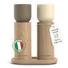 LARS NYSØM Set Macina Sale e Pepe in Legno Manuale con Vassoio - Regolabile | Sale e Pepe Set in Legno - Macina Spezie con Macina in Ceramica Regolabile - Eleganti Macina Pepe e Sale in Legno di Faggio