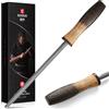 XINZUO Acciarino per Affilare 36,8cm Acciaio ad Alto Tenore di Carbonio con Rivestimento in Cromo Duro-Professionale Acciaini Affilatori Per Affilare vari Coltelli da Cucina -Manico in Rovere Bianco