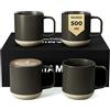 MIAMIO - Set di 4 tazze da caffè/Tazze in ceramica per caffè (500 ml), cappuccino, latte macchiato, tè, espresso/Lavabili in lavastoviglie e nel forno - Collezione Sierra (scuro, Tazze (4x))