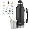 BARGRIN Kit completo tutto in uno per mate argentino - thermos e mate in acciaio inossidabile con bombola e spazzola - mantiene la temperatura calda e fredda - ideale per viaggi, ufficio, campeggio o
