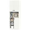 KOMFOTTEU Credenza Alta da Cucina 166 cm, Mobile Cucina Dispensa con 3 Porte, 2 Cassetti e 4 Ripiani Aperti, Mobile Buffet Multifunzionale per Bagno, Soggiorno, Sala da Pranzo, 60×33×166 cm, Bianco