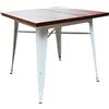 Cribel Tavolo Industrial Bianco in Metallo con Piano in Legno | Tavolo Quadrato 80x80 cm per Cucina, Soggiorno o Ufficio | Stile Vintage e Design Industriale
