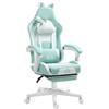 HOMCOM Sedia Gaming Ergonomica con Orecchie da Gatto, Poltrona Gaming Ufficio Reclinabile in Finta Pelle con Poggiapiedi, Poggiatesta e Altezza Regolabile, Supporto Lombare e Cervicale, Azzurro