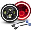 Willpower 2x Fari LED 7 Pollici 50W 5000lm, Faro a Led Bianco + Rosso, Rotonda Luci Fuoristrada DRL HI LO Fascio Anteriore Faro Lampada per Wrangler JK TJ LJ CJ Auto Hummer Moto