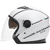 LIONCIANO Casco Semiaperto Adulto con Doppia Visiera, Casco Moto Demi-Jet Moto Cross Casco Scooter Caschi Motorino Vintage, Piloto Urbano Helm(Bianco)