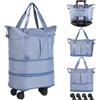 VOOWO Borsa da viaggio con ruote, borsone pieghevole espandibile con ruote per viaggi, bagaglio a mano, borsone da viaggio con ruote, grande borsa da fine settimana per donne e uomini, Blu