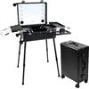 EBANKU Valigetta per Trucchi, 24in PC Valigia da Trucco Professionale Grande Beauty Case Porta Trucchi da Viaggio Telaio con LED Lighted Mirror Bluetooth, 4 Pulsanti di Visualizzazione (Nero)