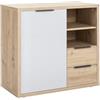 Composad | Mobile Multiuso della Linea VELATA con 1 Anta, 2 Cassetti e 2 Vani, Archivio, Mobile Ufficio, (LxAxP) 91,3x85,8x44,4 cm, Rovere Oak Mielato e Grigio Laccato, Made in Italy