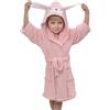WYTbaby Accappatoio per bambini con cappuccio, morbido pile, per ragazzi e ragazze, 4-14 anni, Colore: rosa., 7-10 Jahre
