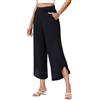 HMIYA Pantaloni da donna a 3/4 Culotte leggeri, a vita alta, con design a fessura, per il tempo libero, Nero , S