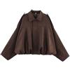 Odizli Giacca Camoscio Donna Primavera Autunno Oversized Suede Giacca Bomber, caffè, XS