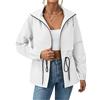 Generico Giacca Impermeabile Donna Giacca a Vento Donna Leggero Montagna Jacket Trapuntata Giacchetto Elegante con Cappuccio Giubbotti Tuta Invernale Curvy Giubbotto Abbigliamento 12#Bianco L