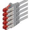 1aTTack.de 5x 3 m - Cavo patch di rete Cat 6 Cat6 RJ45 SFTP - grigio