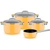 WMF Fusiontec Mineral Pro 0519085290 - Set di pentole a induzione, 4 pezzi, in materiale resistente ai graffi, adatti a tutti i piani cottura, made in Germany, giallo mango