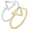 Elli Anello da donna Triangolo Geo Bi-Color in argento Sterling 925, 54, Sfaccettatura, Senza gemme