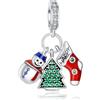 Doyafer Christmas Tree Snowman Calzini Di Natale 3-In-1 Pendente 925 Sterling Silver Charm Per Bracciali Regali Di Gioielli Di Natale Per Amici