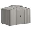 Outsunny Casetta per attrezzi in metallo, 4,9 m², con tetto a due falde, porta scorrevole, fondazione, 277 x 195 x 192 cm, capanno in acciaio zincato, resistente alle intemperie, per giardino, grigio
