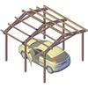 SUNWOOD Pergola Carport in legno 400x400 cm, in pino impregnato, Made in Italy