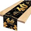 TaimeiMao Runner da tavolo 40° compleanno nero oro, runner da tavolo 40° compleanno, nastro da tavolo 40° compleanno, runner da tavolo 40° compleanno per tovaglia anniversario festa, 180 x 35 cm
