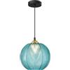 KCO Illuminazione Singola Luce A Sospensione In Vetro Blu Moderno Globo Blu Lampade A Sospensione Nero Oro Illuminazione a Sospensione Cucina Isola Metà Century Grande Sala da pranzo Lampada, L1163-B