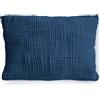 PinkZebra Federa per cuscino in mussola biologica, 35 x 40 cm, per bambini e adulti, morbida, con certificazione GOTS, Made in EU, federa con chiusura lampo, blu navy scuro