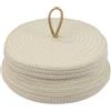 HMF Cesto portaoggetti rotondo per bagno, cestino con coperchio in cotone | piatto | 25,5 x 11,5 cm | Crema