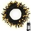 BrizLabs Luci Albero di Natale Esterno, BrizLabs 25M 200 LED Catena Luminosa Bianco Caldo con Spina 8 Modalità Impermeabile Luci Natalizie Illuminazione per Interni Casa Matrimonio Festa Giardino, Cavo Verde