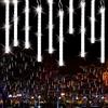 PhilzOps Luci Della Pioggia di Meteore Esterno, 240 LED 30cm 10 Tubi Natale Meteore Luce Impermeabile Doccia Pioggia Luci Stringa per Albero Natale Balcone Giardino Festa Nozze Interno, Bianco Freddo