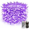 CORST 20 m, 200 LED, luce UV, per esterni, luce UV, per interni, colore viola, filo di rame, con timer telecomando, 8 modalità, impermeabile per albero e giardino